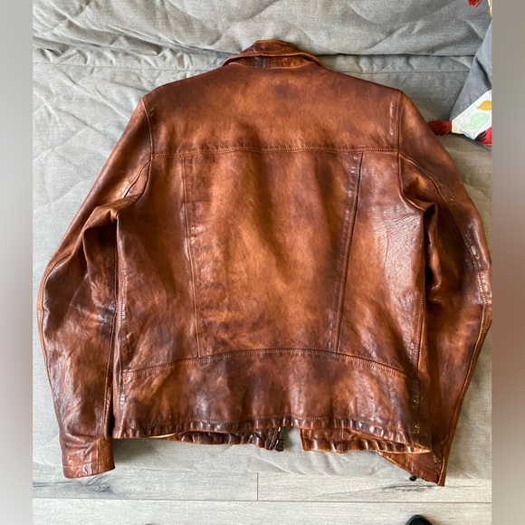 Italian’s luxury Leather Biker Jacket - Color Brown, Brand: Maledetti Toscani. - Picture 9 of 9
